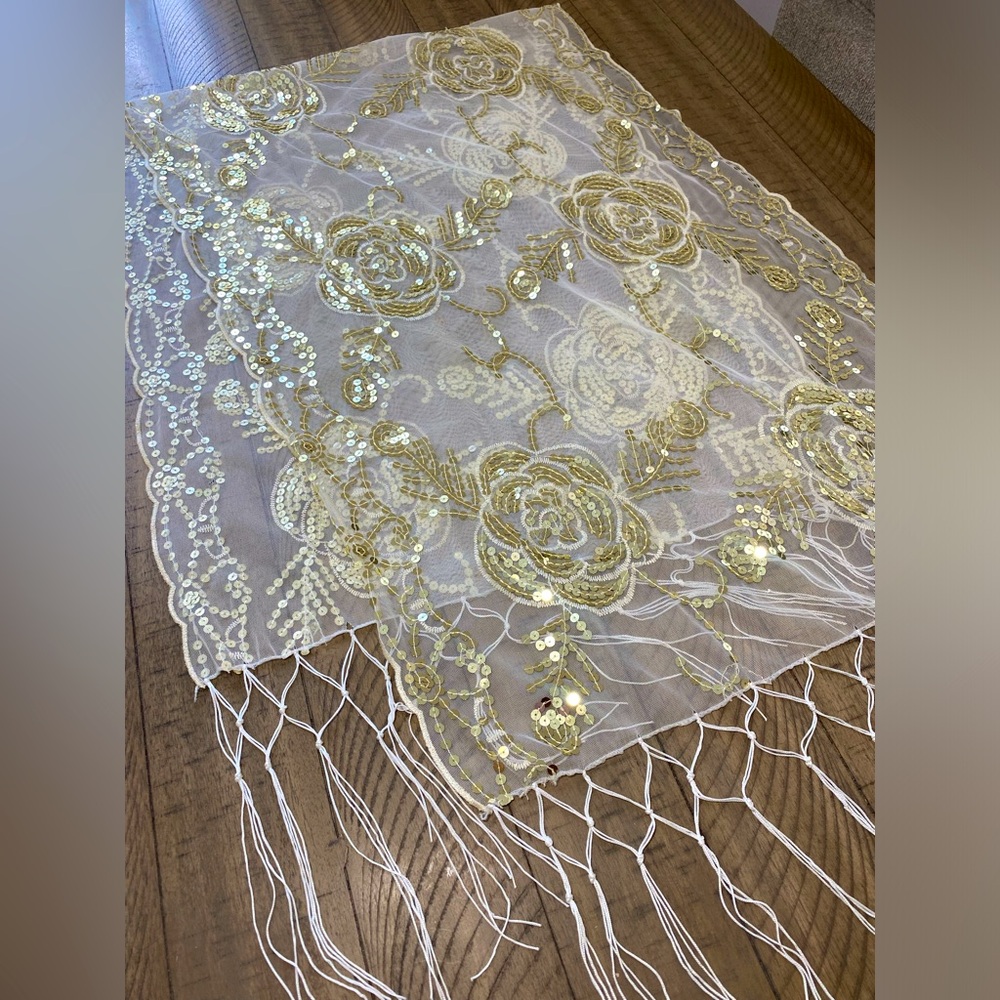 🔅 Gold Tone Sparkling Sequin Bathing Suit Coverup/Decor/ Multipurpose Design 🔅